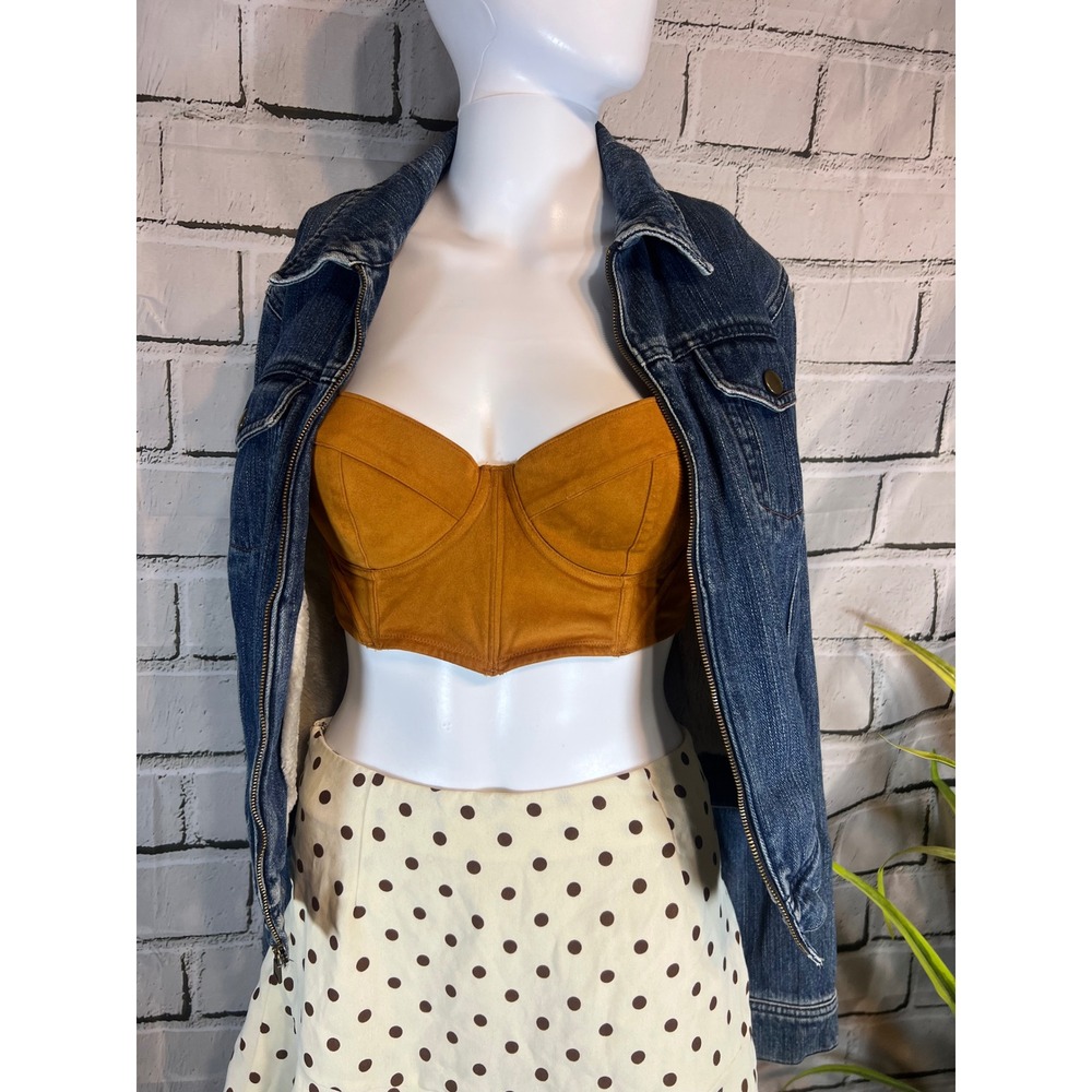 Undiz Faux Suede Bustier Crop Top Brown Corset Underwire 34C